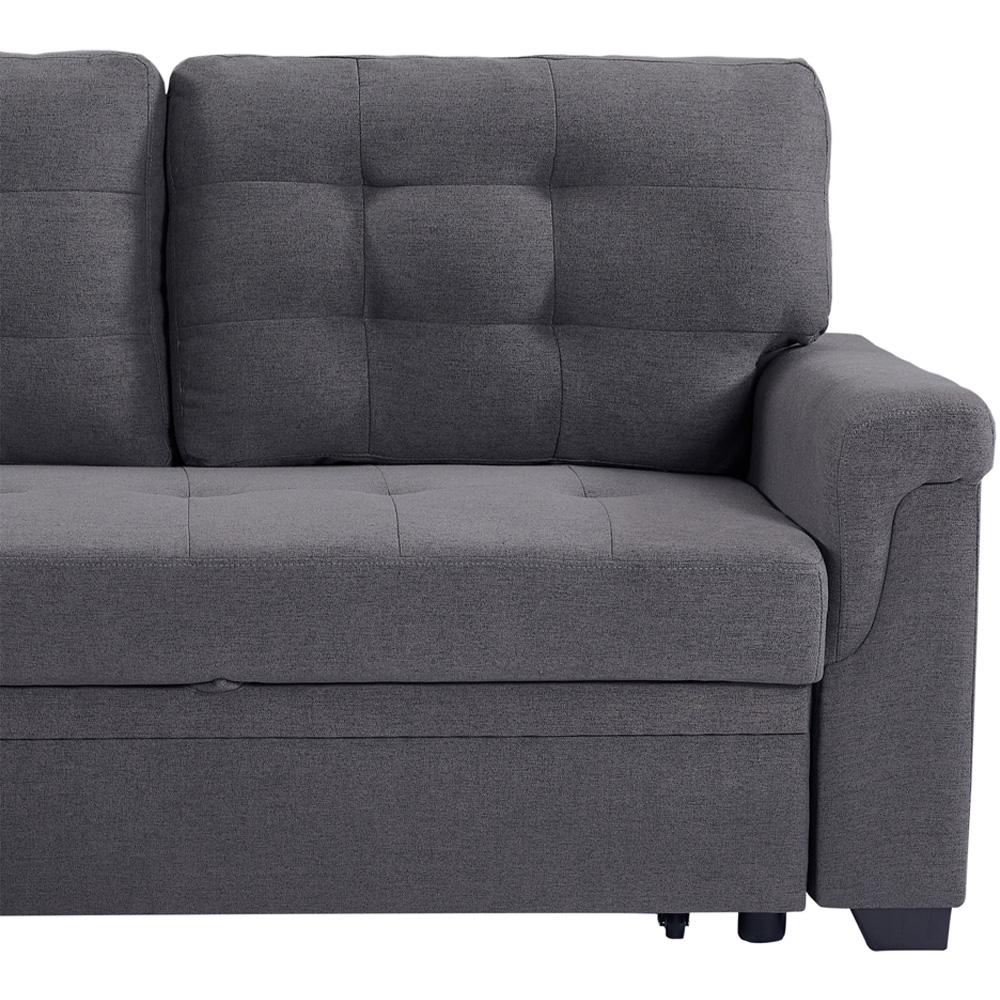 Furniture One 3 Seater Light Grey Linen Corner Storage Sofa Bed Image 7