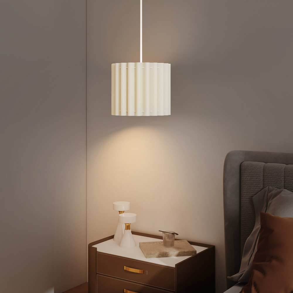 Portland White Wave Linen Textured Shade Ceiling Lamp 178cm Image 4
