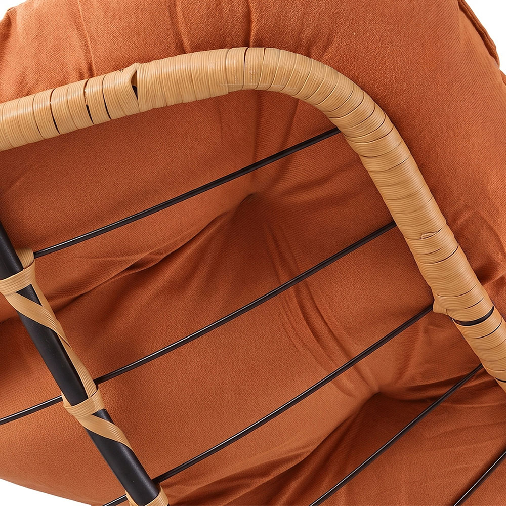 Living and Home Orange Cushion PE Rattan Rocking Chair Image 3