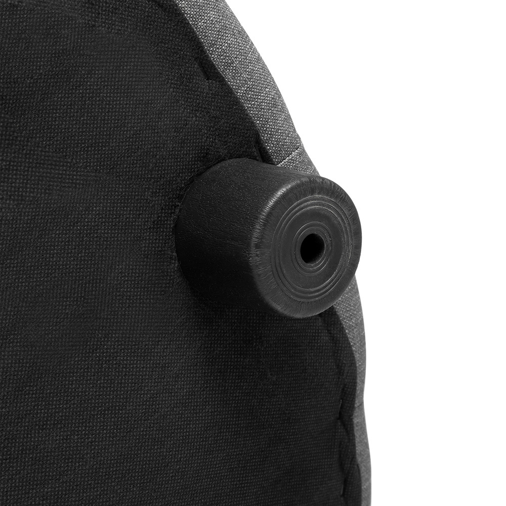 Living and Home Light Grey Linen Round Buttoned Ottoman with Studded Edge Image 7