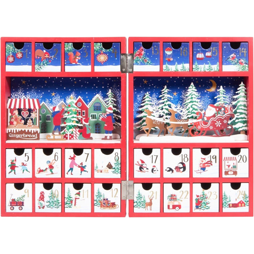 Traditonal LED Book Advent Calendar Red Image 1