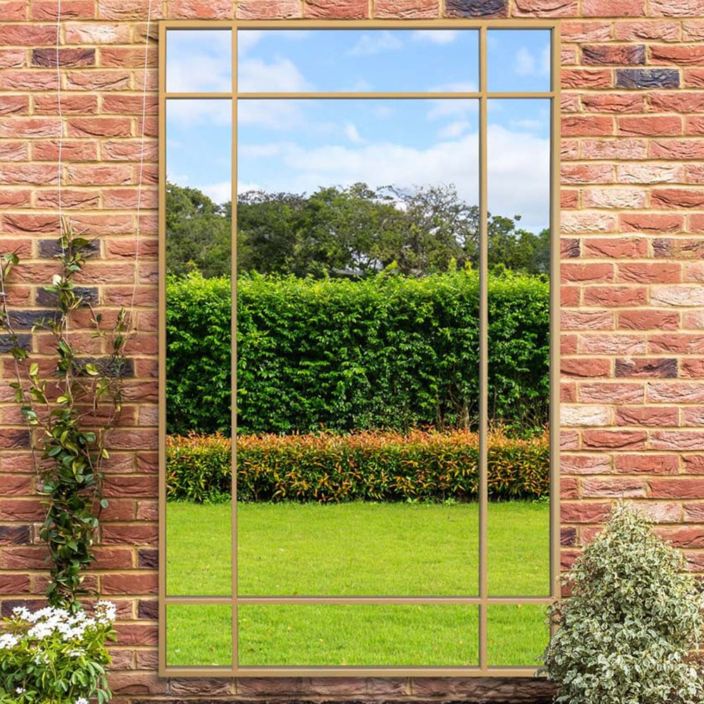 MirrorOutlet The Genestra Gold Contemporary Wall and Leaner Garden Mirror 200 x 120cm Image 2
