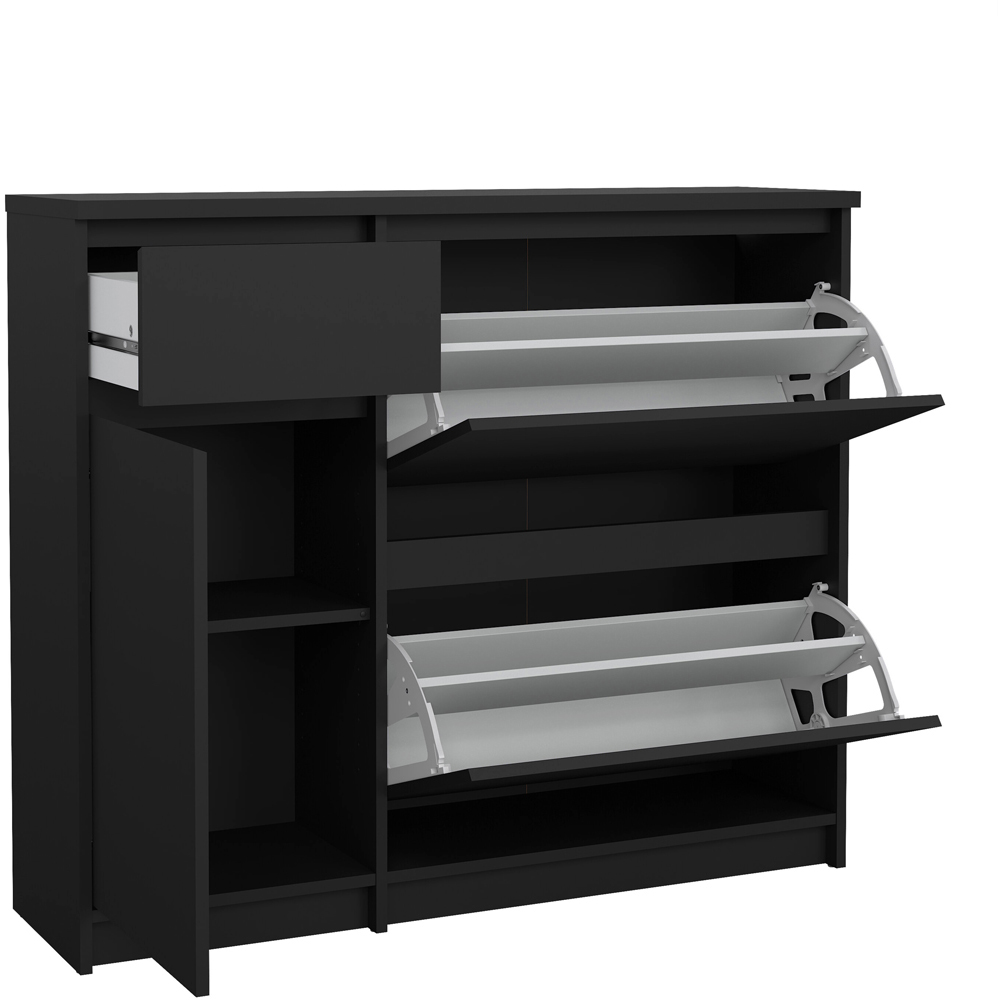 Florence Single Door 3 Drawer Matt Black Shoe Cabinet Image 4