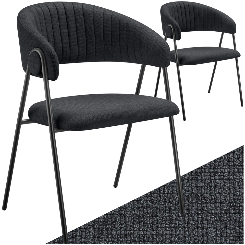 tectake Bedano Set of 2 Black Dining Chair Image 2