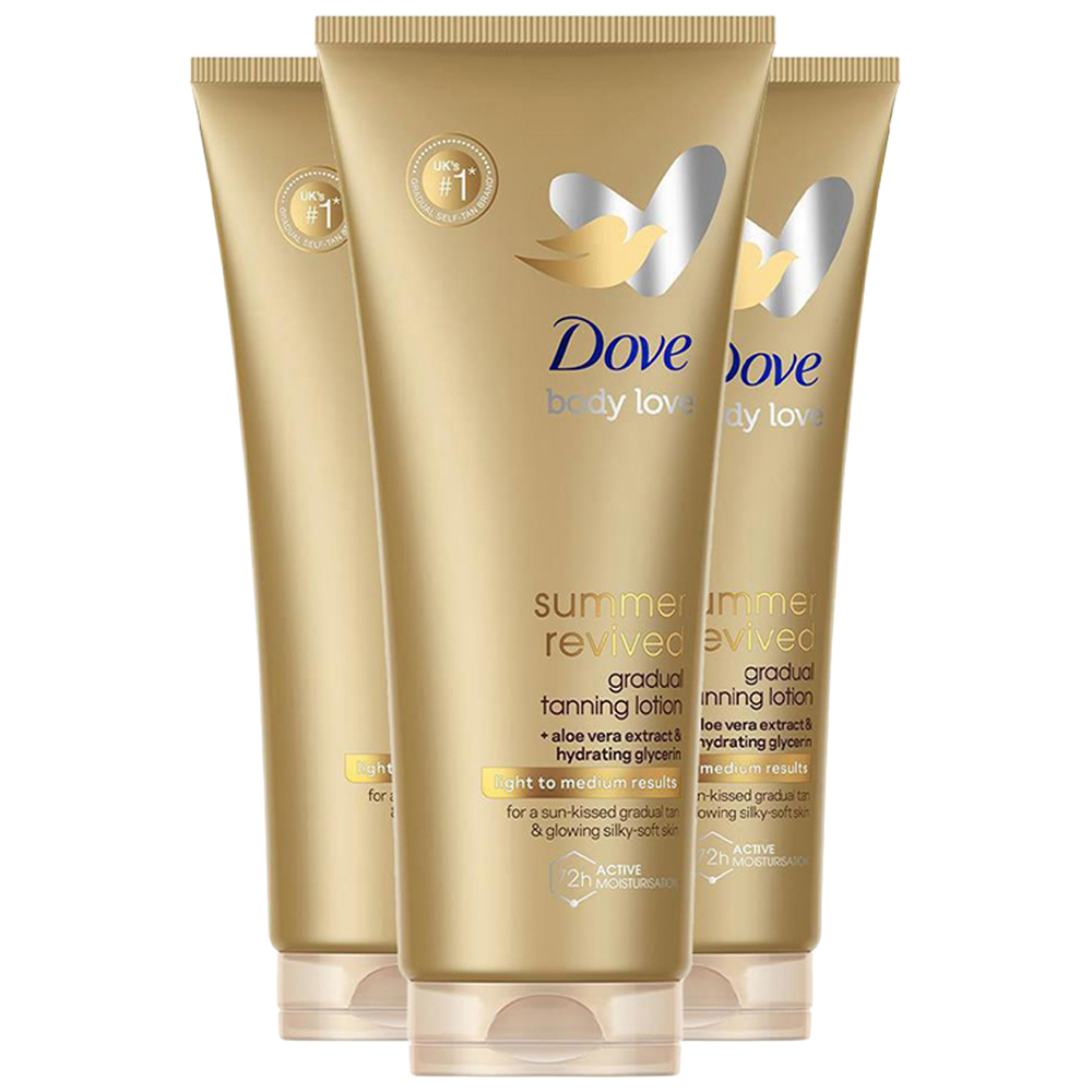 Dove Derma Spa Summer Revived Fair to Medium Skin Body Lotion 200ml 3 Pack Image 1