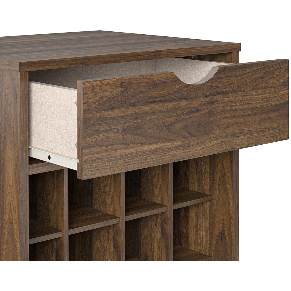 Novogratz Harmony Single Drawer 12 Shelf Brown Beverage Storage Stand Image 9