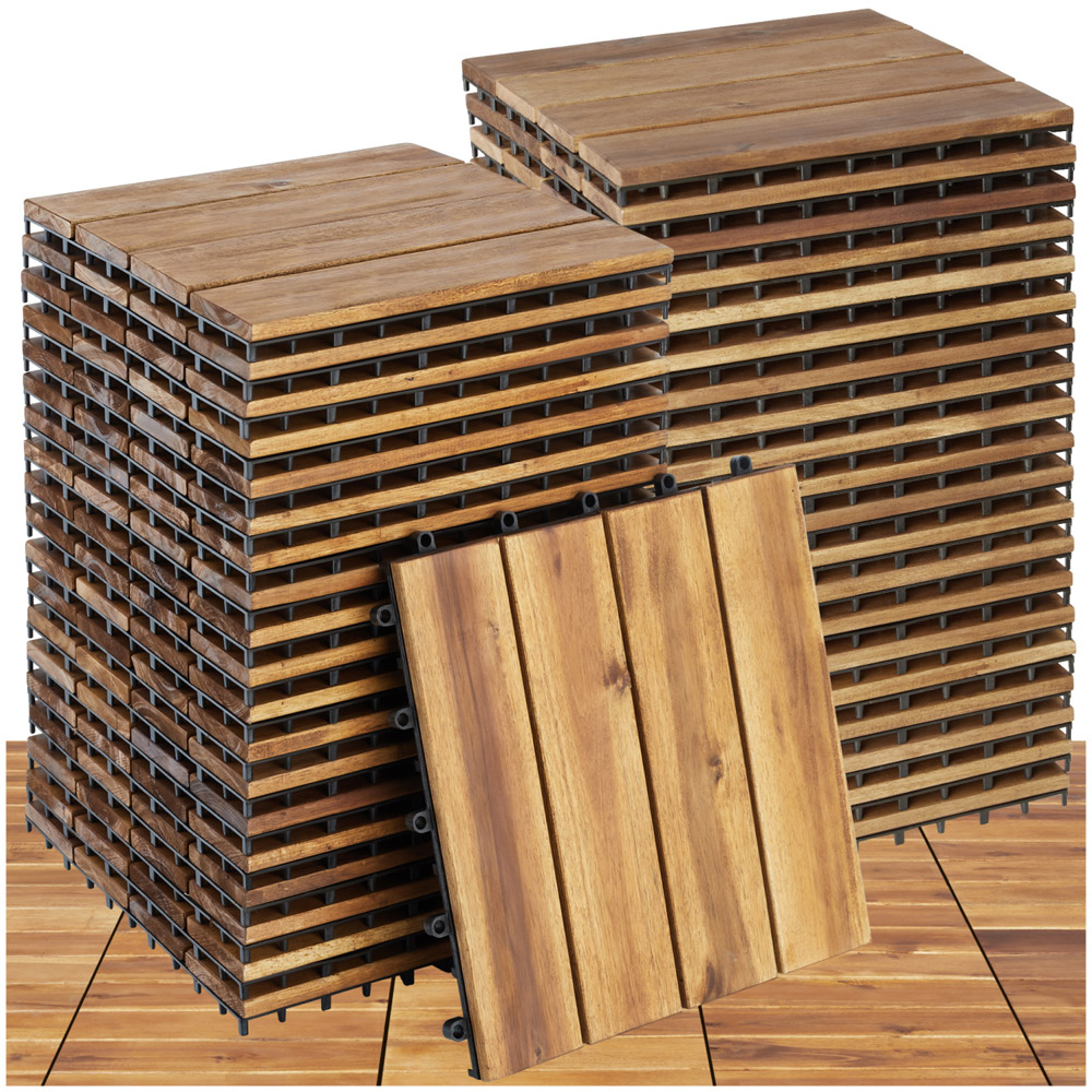 tectake Tabula 4 Slats Terrace Tiles 40 Pack Image 2