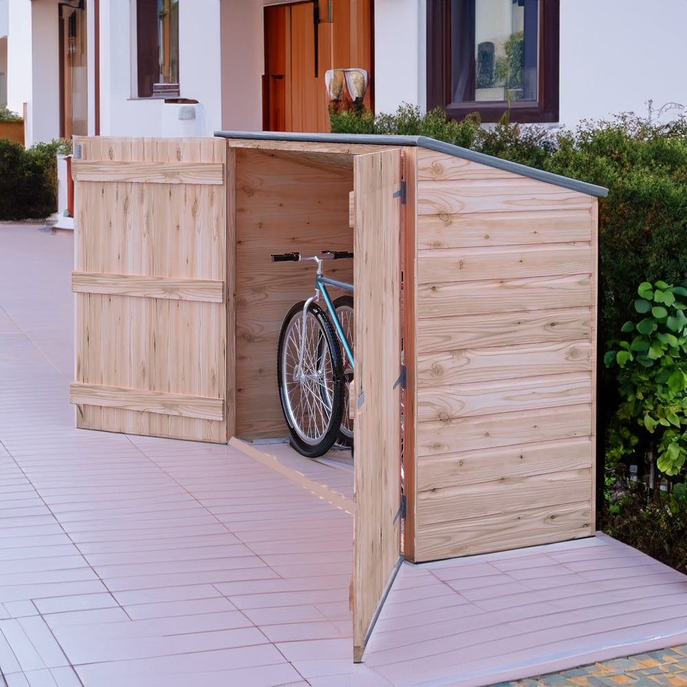 Shire 6.14 x 2.3ft Double Door Shiplap Pent Bike Shed Image 4