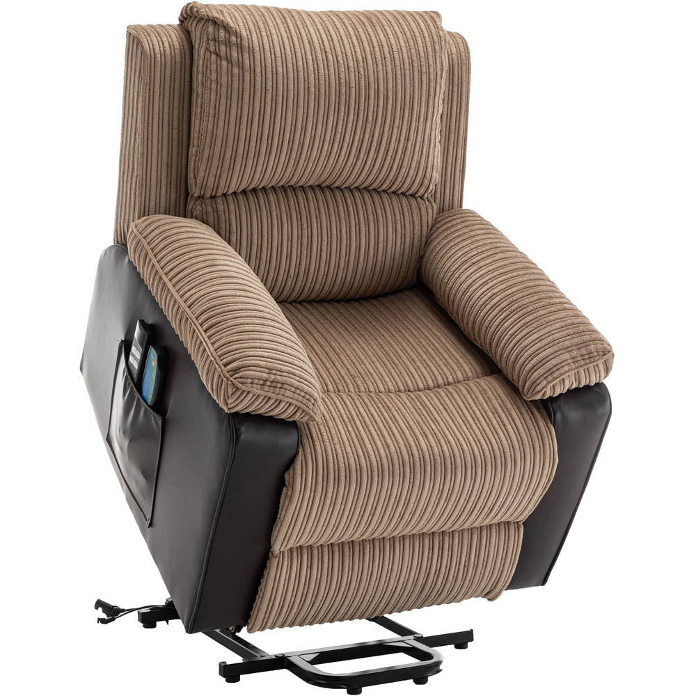 Furniture One Brown Electric Rise Recliner Armchair with Massager Image 2