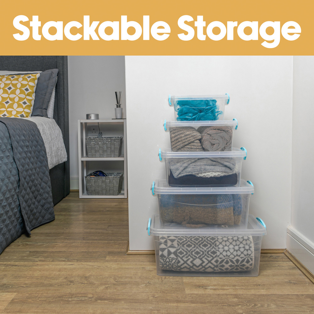 JVL Plastic Stackable and Nestable Food Storage Box with Clip Lid Set of 5 Image 4