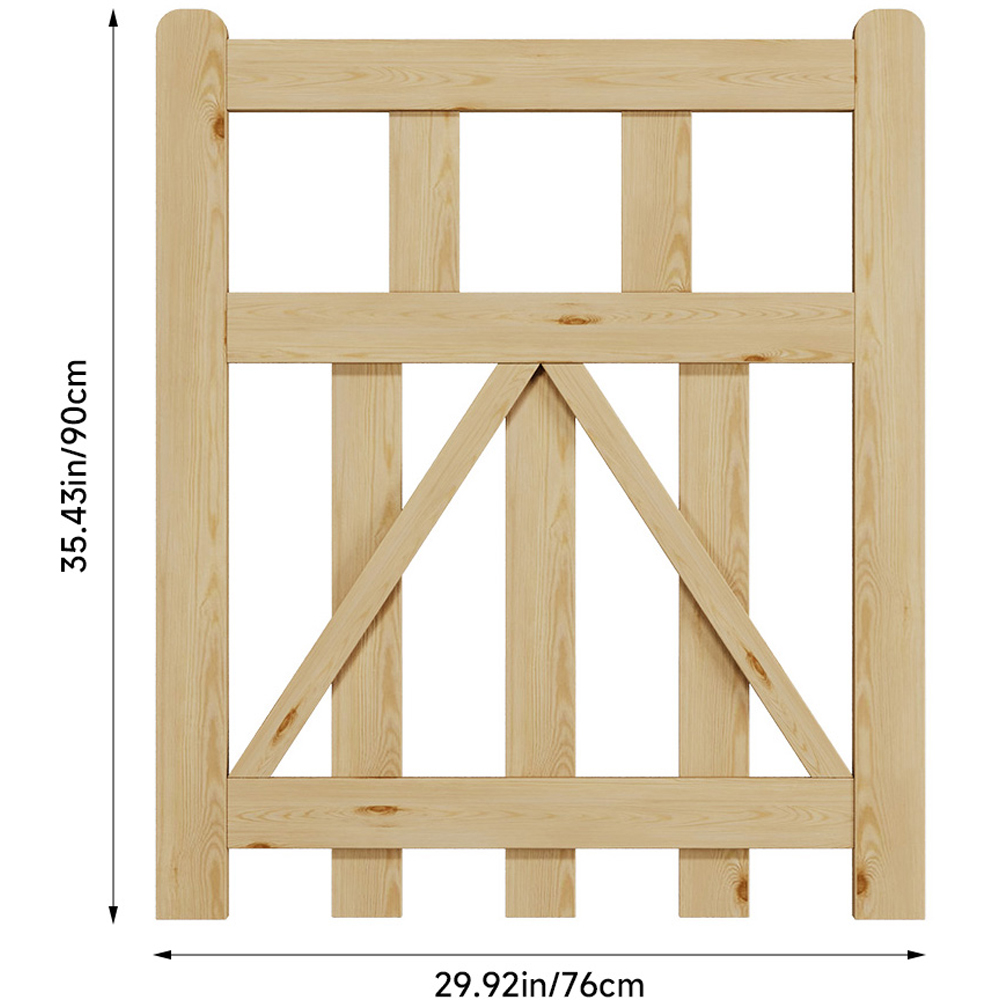 Outdoor Triangular Support Wooden Nature Garden Fence Door, 90 x 76 x 2.5cm Image 8