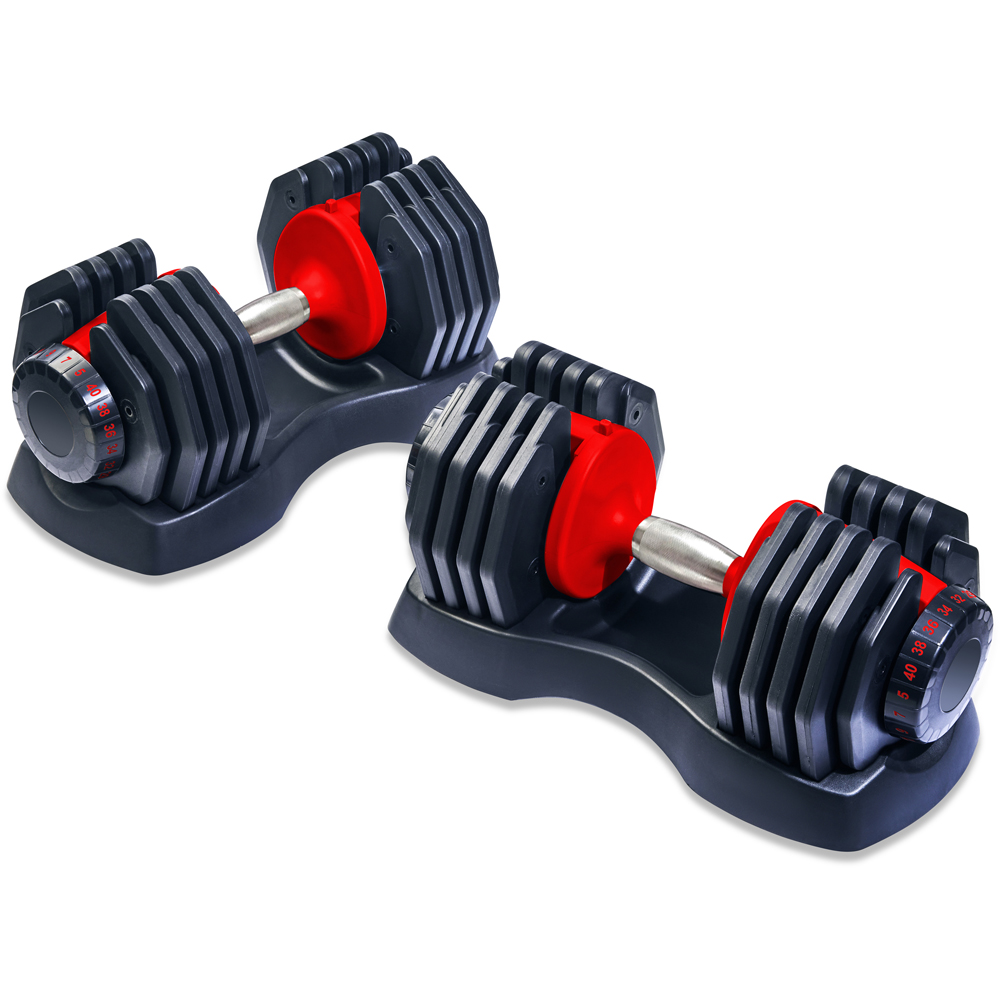 Strongology Urban40 Home Fitness Black and Red Adjustable Dumbbells 5kg to 40kg 2 Pack Image 4