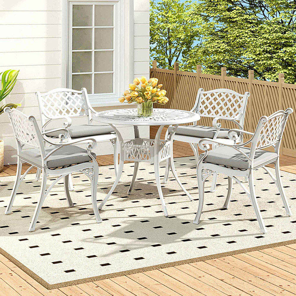 Living and Home 4 Seater White Bistro Set Image 1