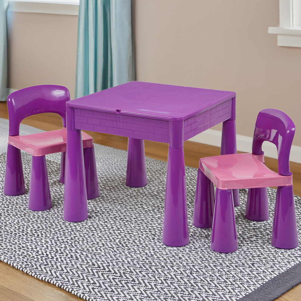 Liberty House Toys Purple Kids 5-in-1 Activity Table and Chairs Image 1