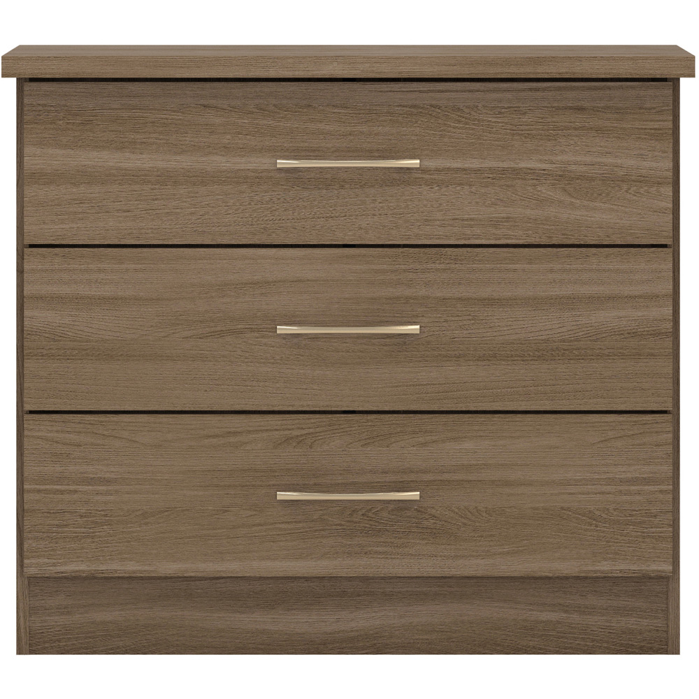 Seconique Nevada 3 Drawer Rustic Oak Chest of Drawers Image 3