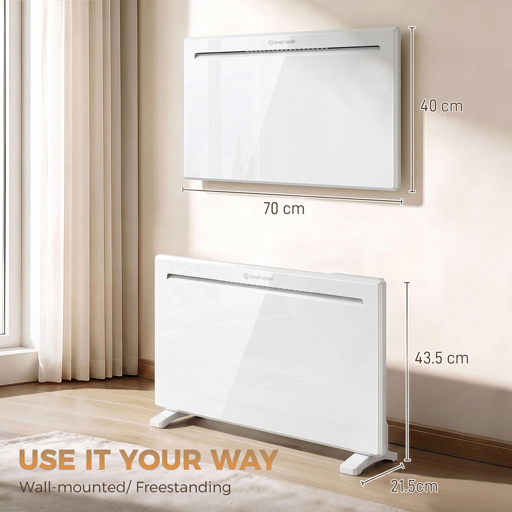 HOMCOM White Smart Electric Panel Heater 1500W Image 9