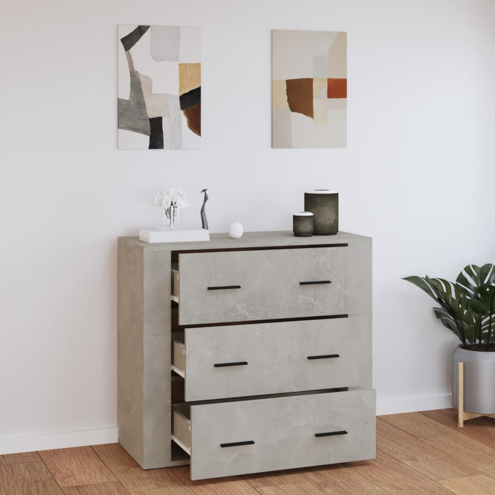 vidaXL 3 Drawer Concrete Grey Sideboard Image 8
