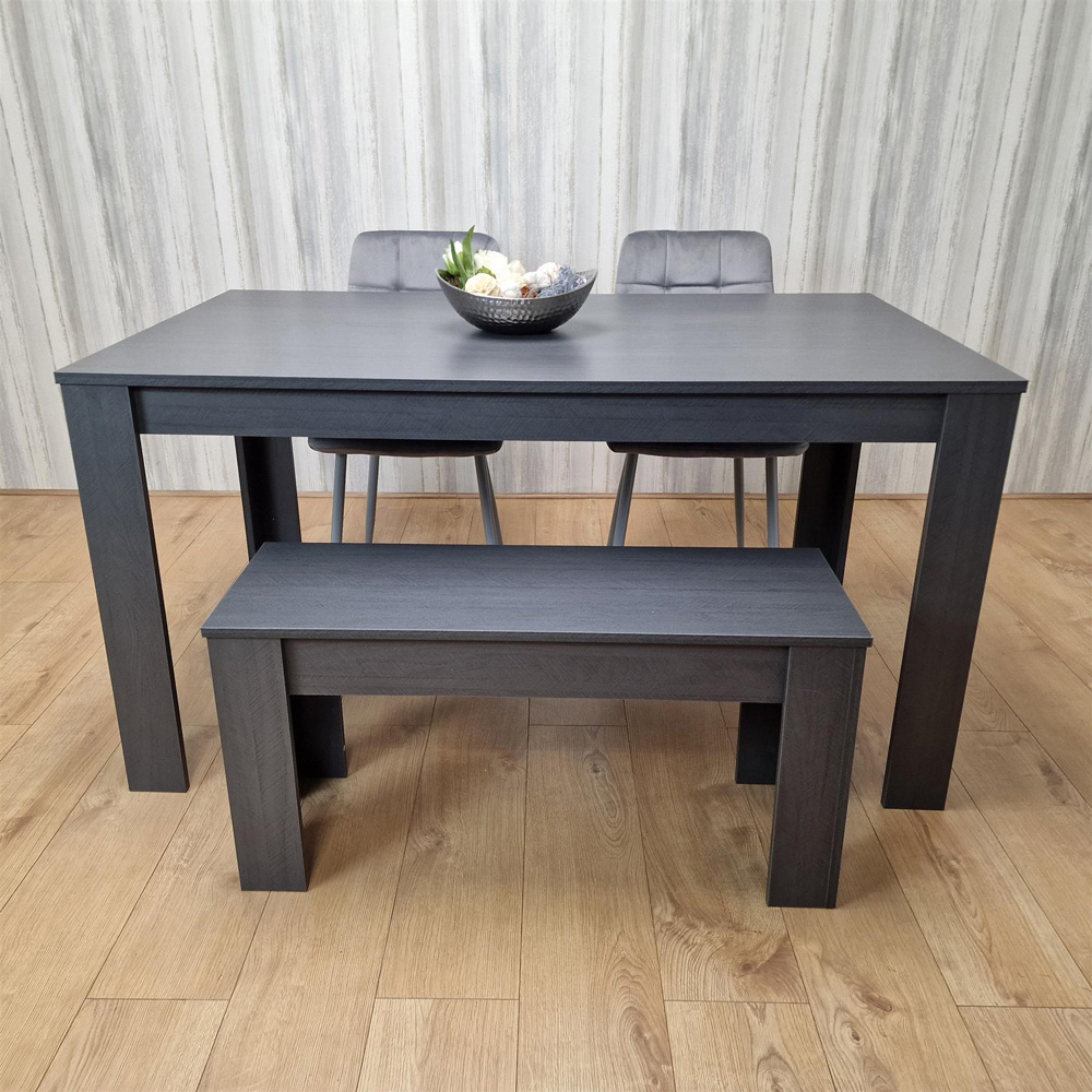 Kosy Koala 4 Seater Velvet Arrow Design Dining Bench Set Grey Image 3