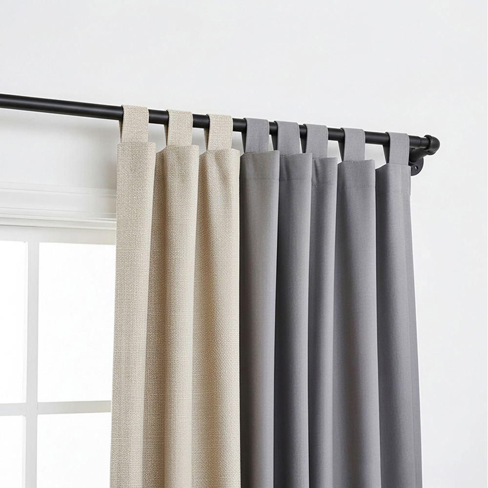 Living and Home 122-213cm Matte Black Telescopic Curtain Pole with Elbow Brackets Image 2