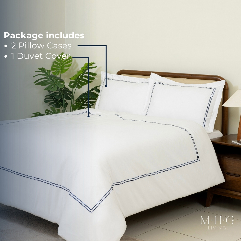 MHG Living Double Mayfair Navy 200 Thread Count Duvet Cover Set Image 2