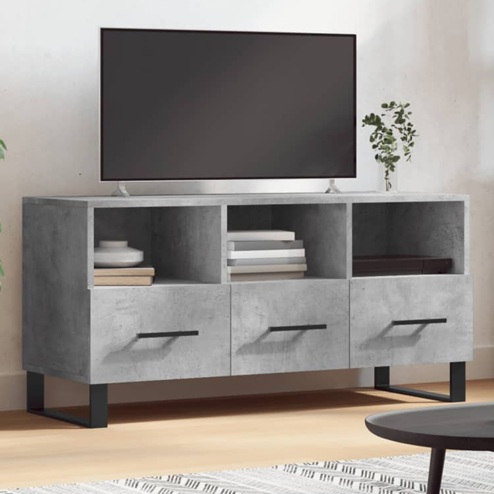 vidaXL 3 Drawer 3 Shelf Concrete Grey TV Cabinet Image 1