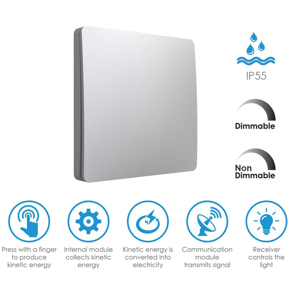 ENER-J 1 Gang Silver Wireless Kinetic Switch with 100W RF and Wi-Fi Dimmable Receiver Module Image 9