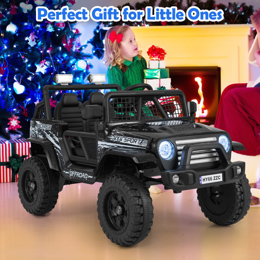 Costway Black Kids Ride On Truck Car with Remote Control and LED Light Image 7