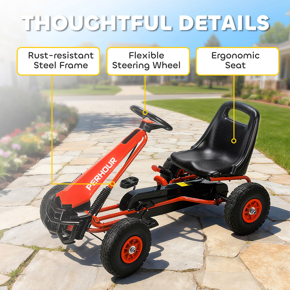 Tommy Toys AIYAPLAY Red Adjustable Seat Kids Pedal Go Kart with EVA Tyres Image 7