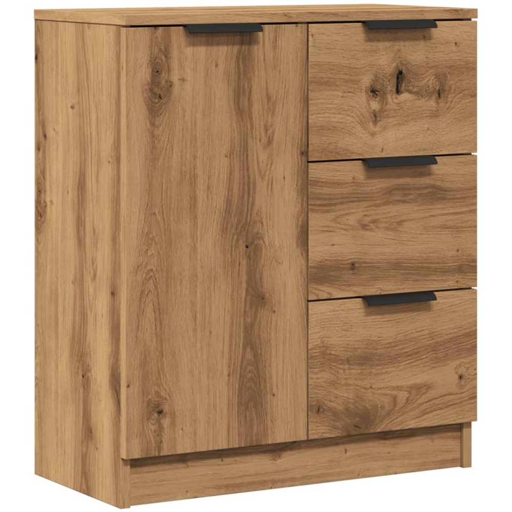 vidaXL Single Door 3 Drawer Artisan Oak Sideboard Image 2