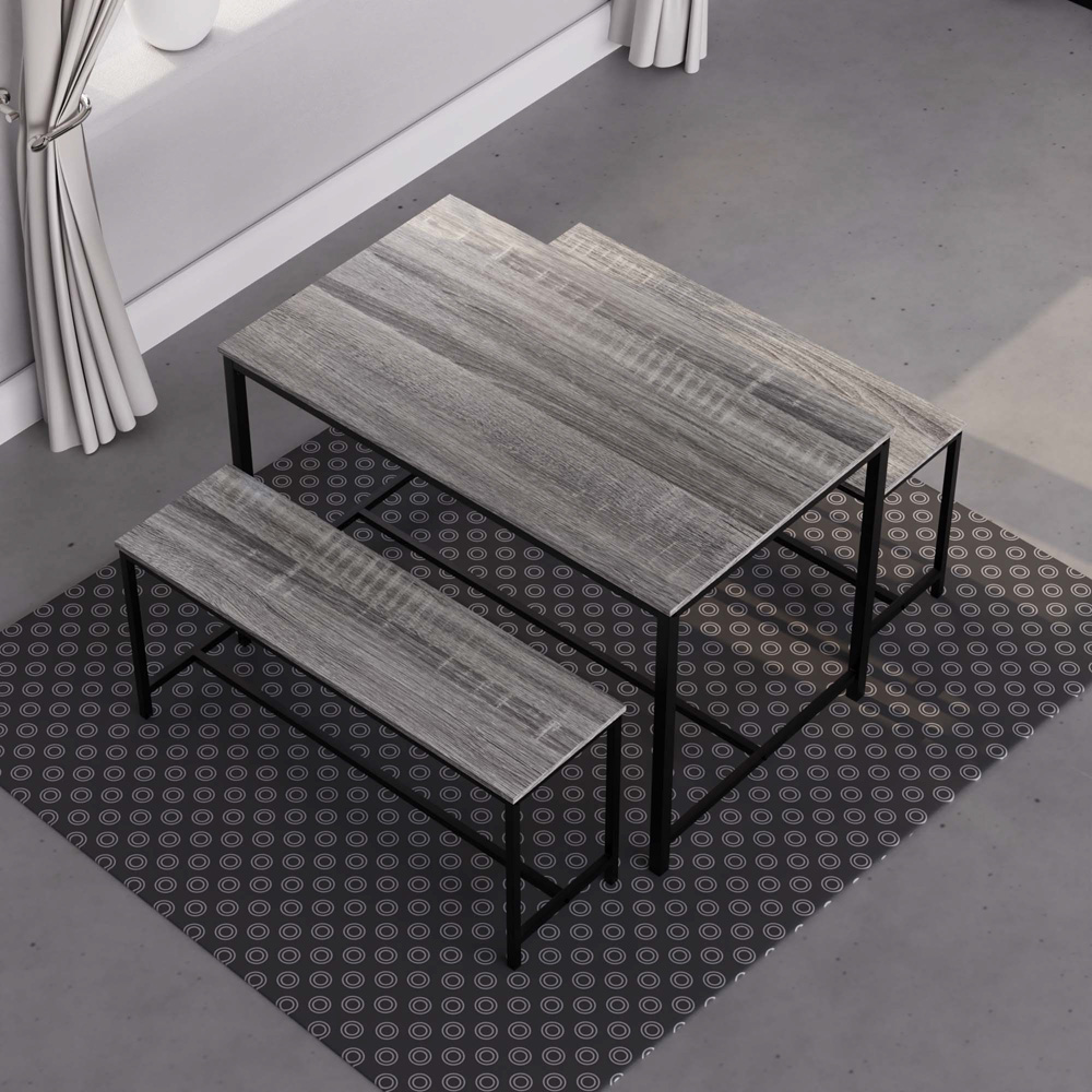 Vida Designs Brooklyn 4 Seater Metal Frame Dining Bench Set Grey Image 5