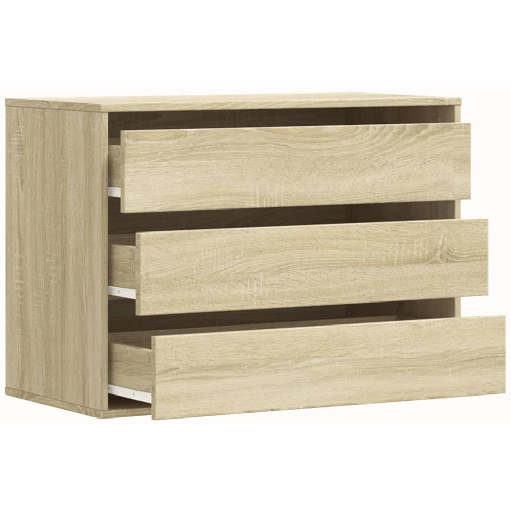 vidaXL 3 Drawer Sonoma Oak Wooden Chest of Drawers Image 4