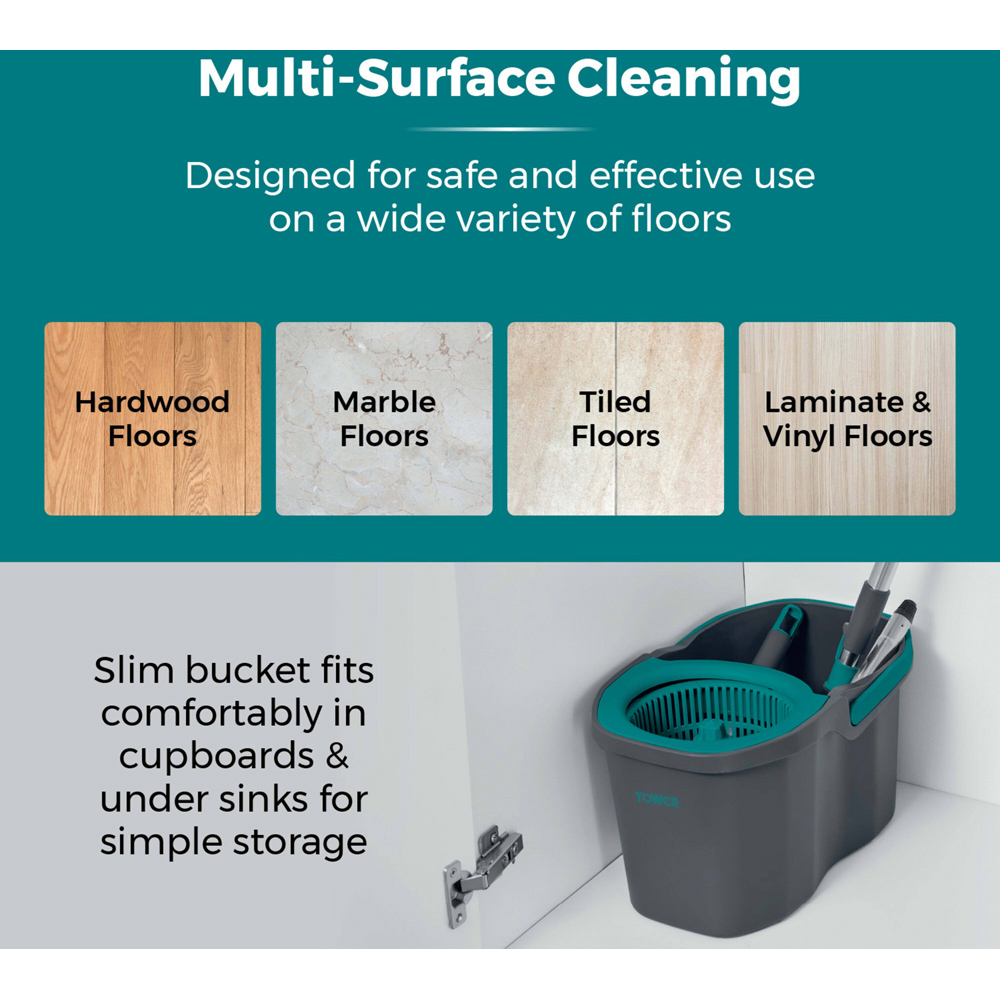 Tower Compact Spin Mop and Bucket Set Image 6