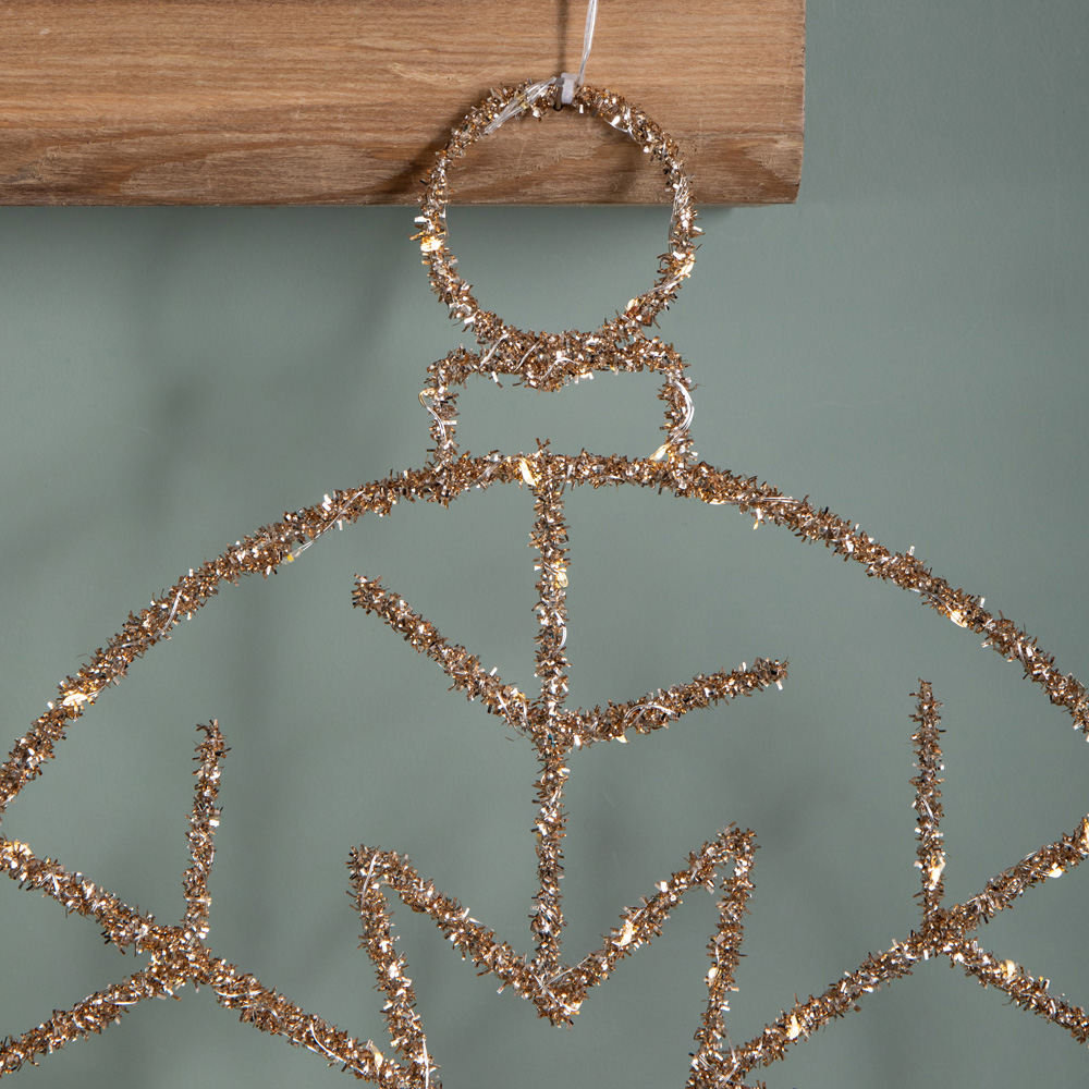 Samuel Alexander Warm White Twinkling LED Light Up Gold Snowflake Ball Hanging Christmas Decoration Image 5