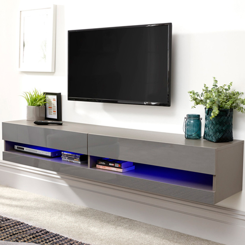 GFW Galicia Grey Medium Wall TV Unit with LED Image 1