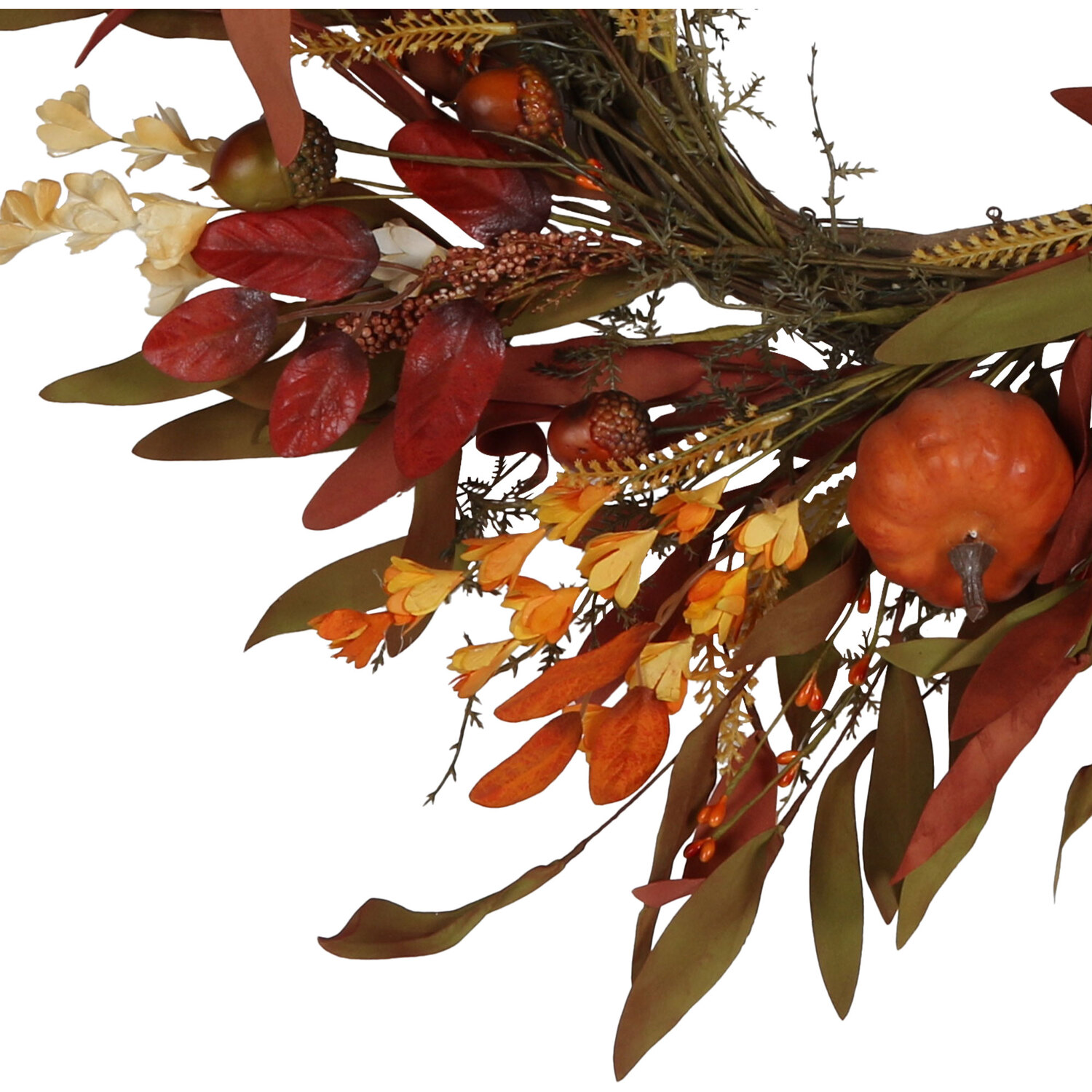 Autumnal Pumpkin Foliage Wreath - Orange Image 4