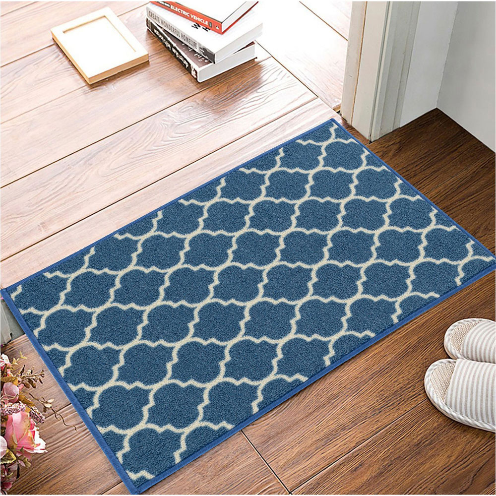 Smart Living Trellis Blue and Cream Gel Back Non-Slip Door Mat 50 x 80cm Image 3