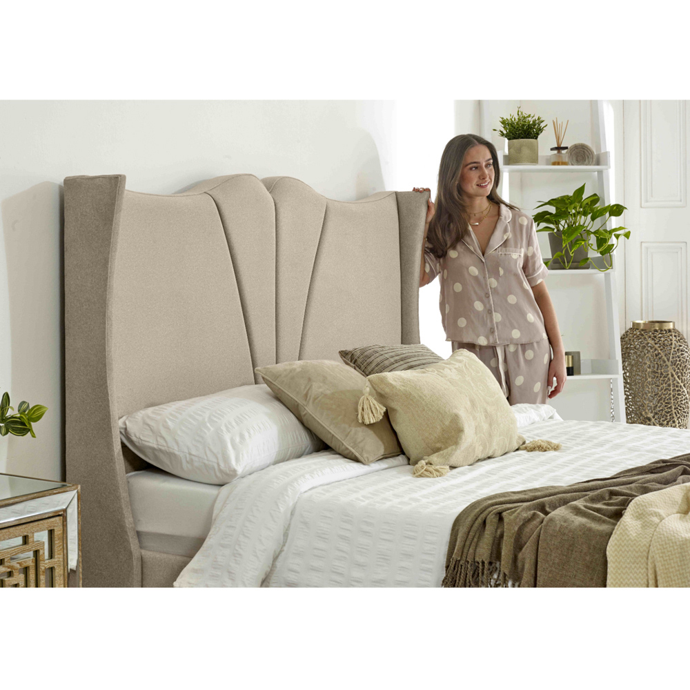 Eleganza Florentine Double Pearl Arlington Fabric Bed Frame with Winged Headboard Image 2