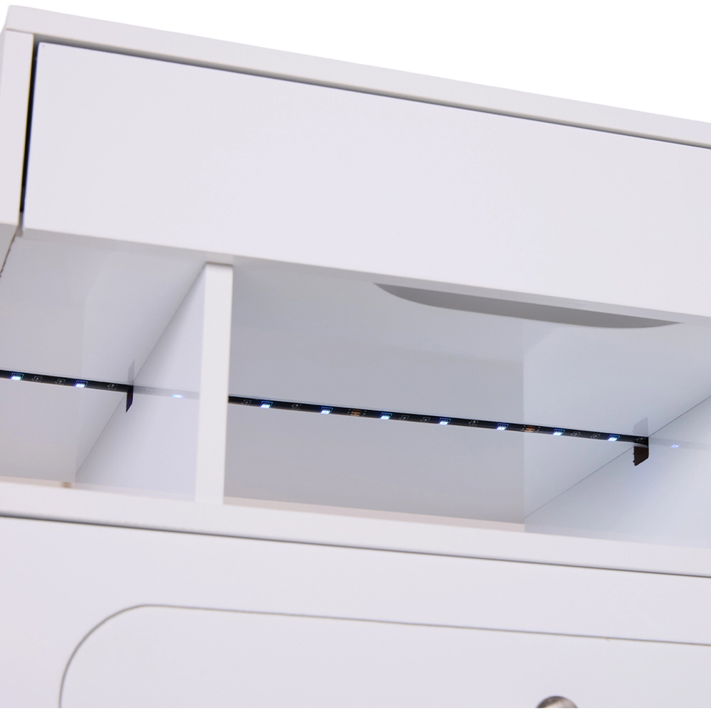 Living and Home 3 Drawer Single Shelf White Bedside Table with RGB LED Light Image 3
