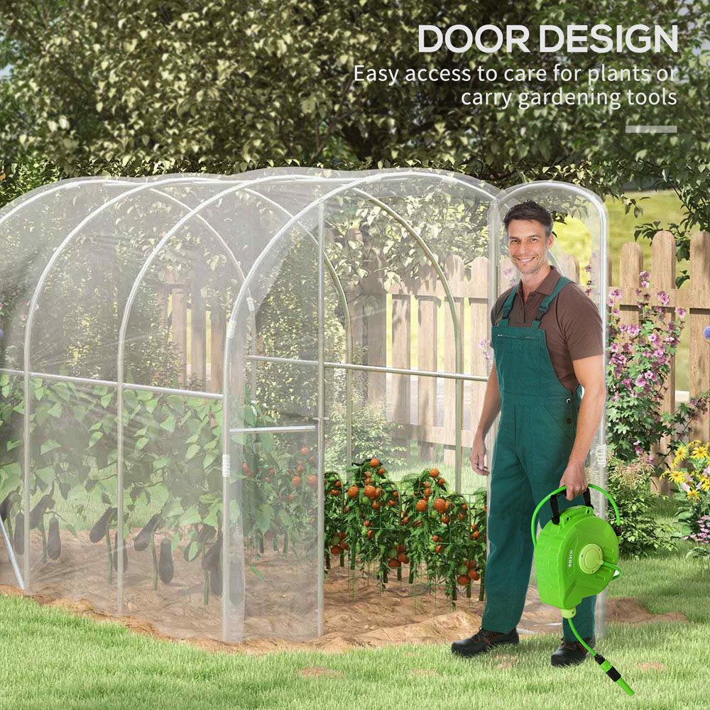 Outsunny Clear PE Steel 6.5 x 9.8ft Polytunnel Greenhouse Image 5