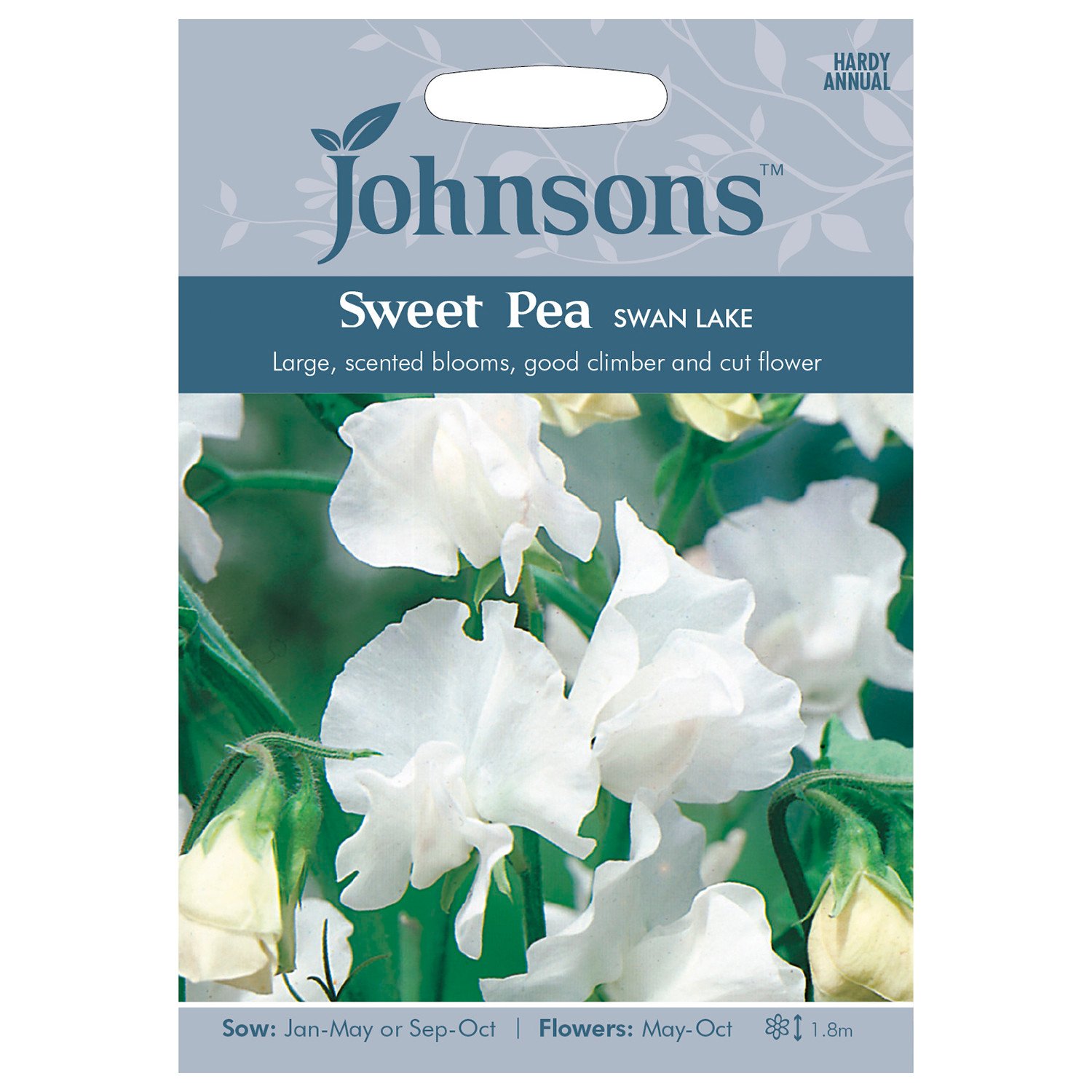 Johnsons Pack of Swan Lake Sweet Pea Flower Seeds Image