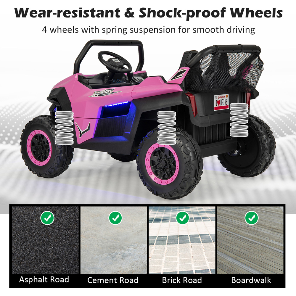 Costway Kids Pink 2 Seater Electric Ride On UTV Car with Remote Control 12V Image 5
