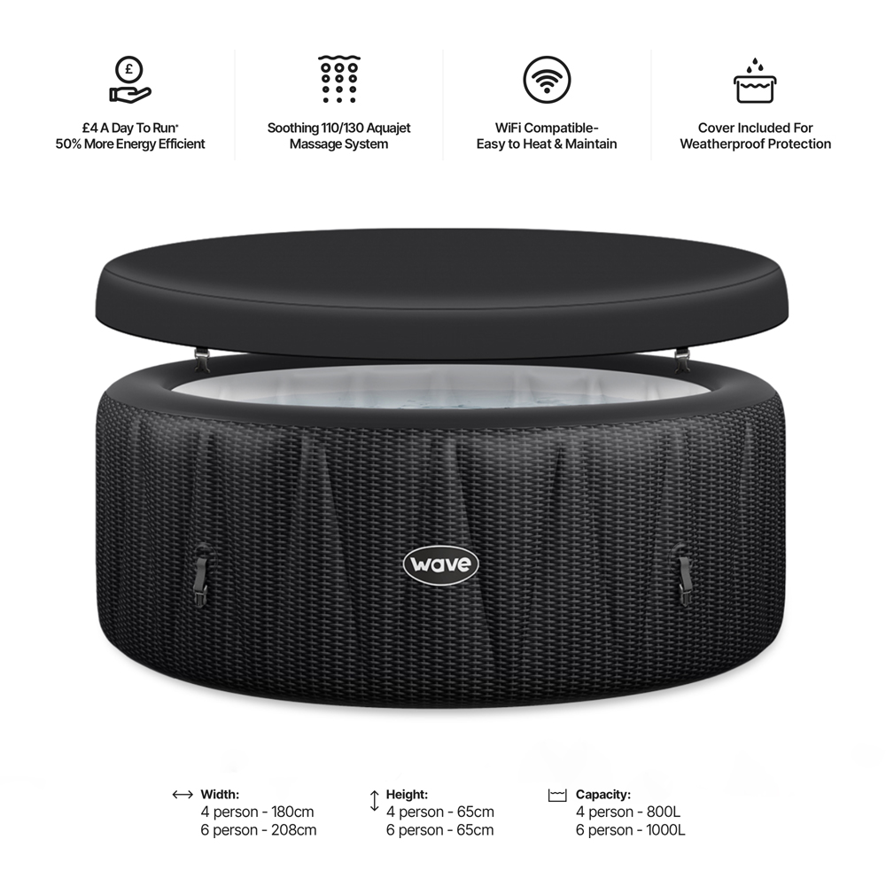 Wave Atlantic 4 Person Slate Rattan Inflatable Hot Tub 65 x 180cm Image 9