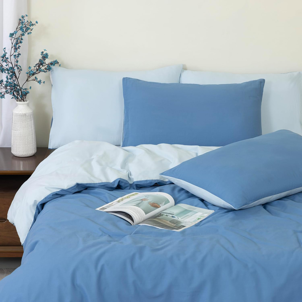 MHG Living Single Blue Reversible Duvet Set Image 1