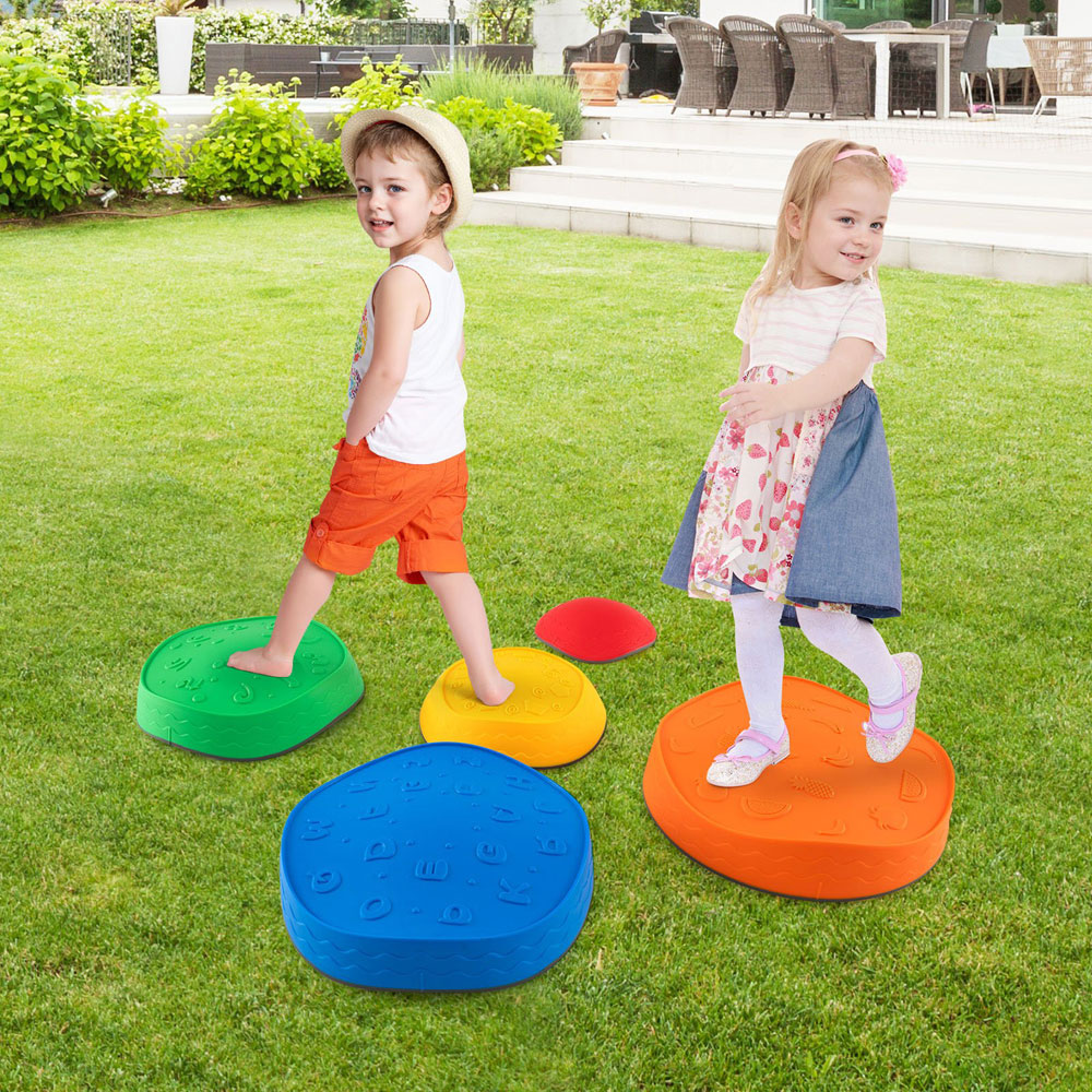 Costway Kids Multicolour 5 Piece Stackable Non Slip Stepping Stone Image 3