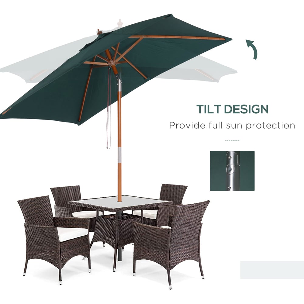 Outsunny Brown and Green Parasol 2m Image 4