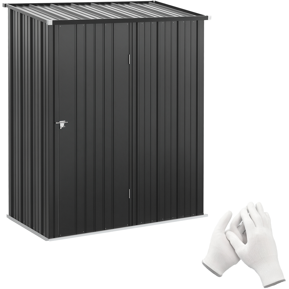 Outsunny 5.3 x 3.1ft Grey Metal Pent Garden Shed Image 4