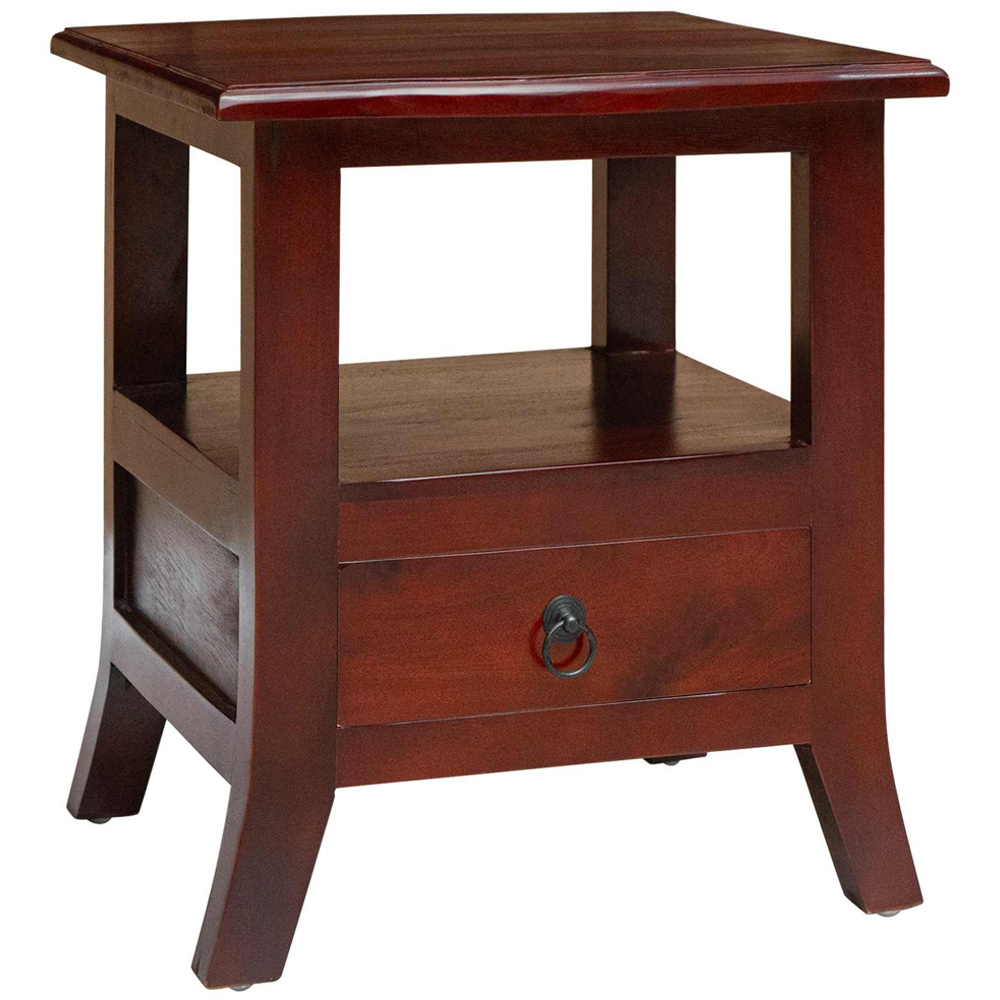 vidaXL Single Drawer Single Shelf Brown Solid Mahogany Wood Bedside Table Image 2