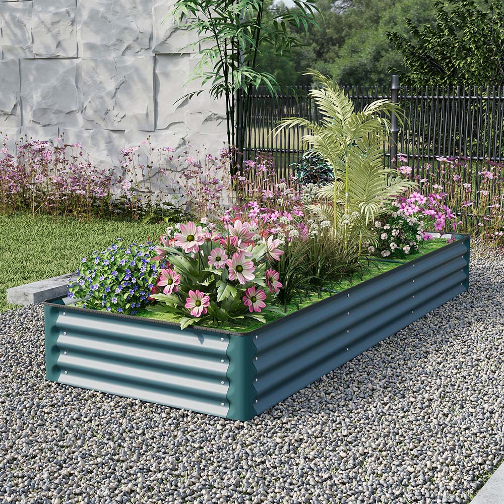 Living and Home Green Rectangular Galvanised Steel Raised Garden Bed 240 x 90cm Image 2