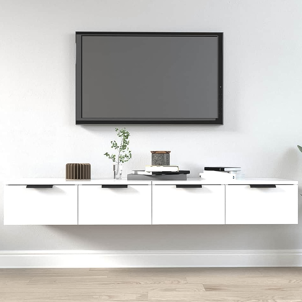 vidaXL 2 Drawer White Wall Cabinet Set of 2 Image 1