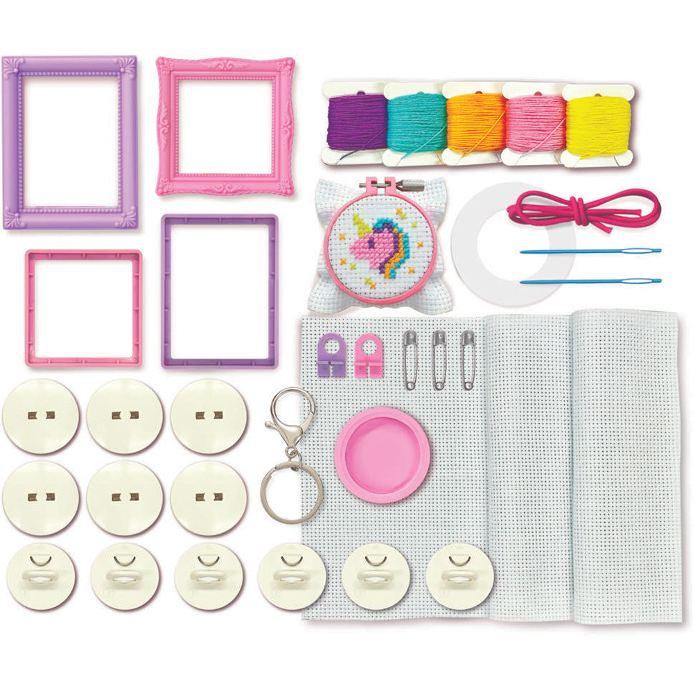 4M KidzMaker Mini Cross Stitch Buttons Art and Craft Kit Image 4